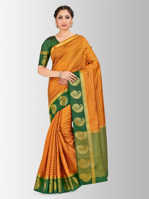 

MIMOSA Orange Art Silk Woven Design Kanjeevaram Saree