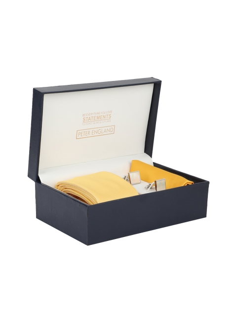 

Peter England Yellow Woven Design Broad Tie