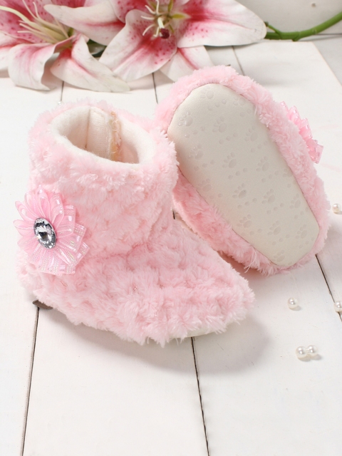 Walktrendy Girls Pink Solid Booties