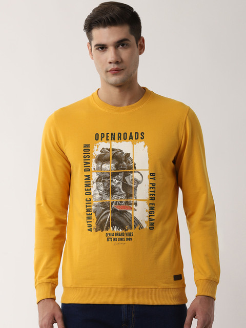 

Peter England Casuals Men Yellow Printed Pullover Sweatshirt