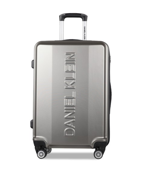 

Daniel Klein Unisex Silver-Toned Textured Hard-Sided Large Trolley Suitcase