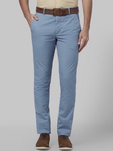 

Park Avenue Men Blue Tapered Fit Self Design Regular Trousers