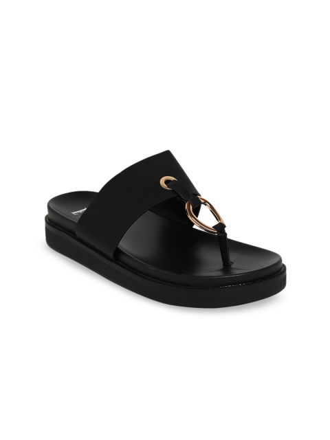 

ELLE Women Black Solid Open Toe Flats