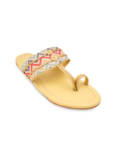 

Jivaana Women Multi Colour Printed Synthetic Patent T-Strap Flats