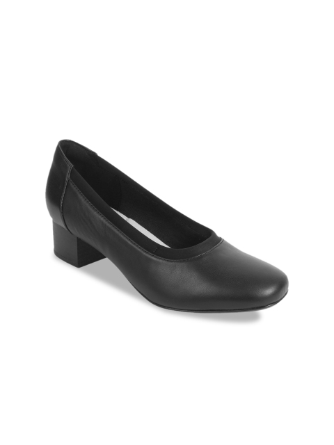 

Clarks Women Black Solid Leather Pumps