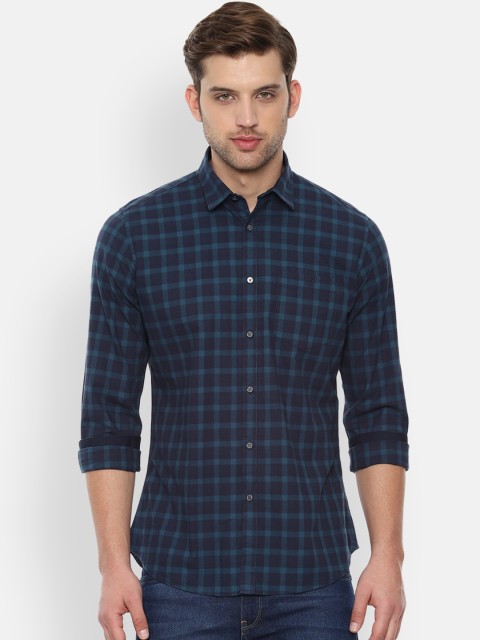 

Van Heusen Sport Men Navy Blue Slim Fit Checked Casual Shirt