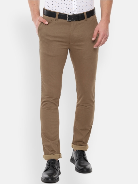 

V Dot Men Brown Slim Fit Self Design Regular Trousers