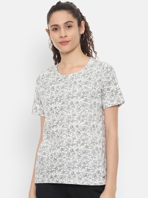 

Van Heusen Woman White & Black Printed Round Neck T-shirt