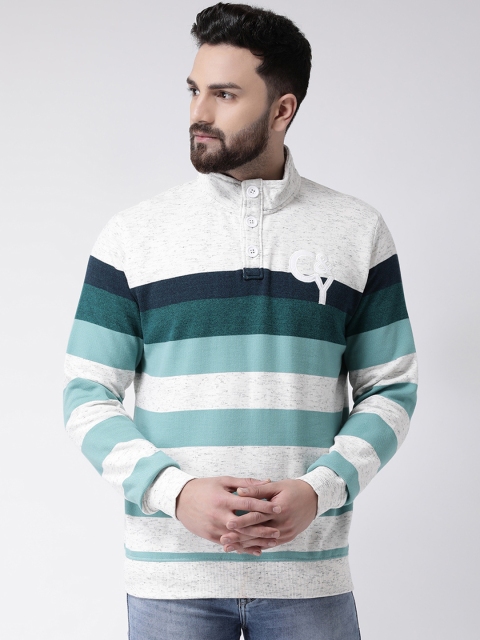 

Club York Men Green & Off-White Striped Sweatshirt