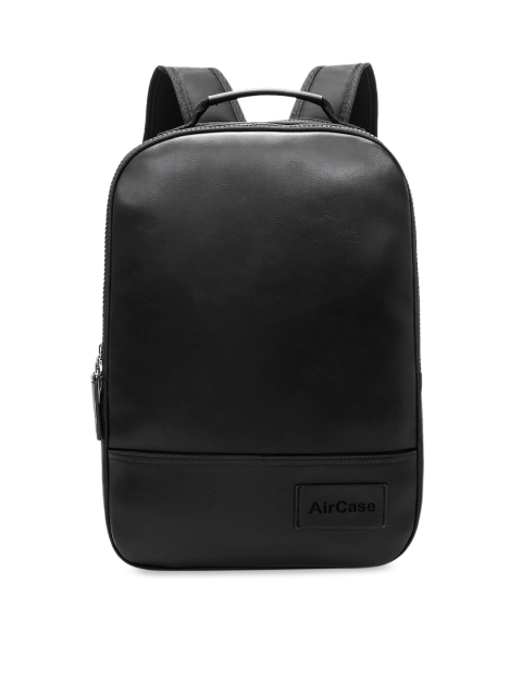 

AirCase Unisex Black Solid Premium Vegan Leather Backpack