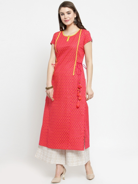

Varanga Women Pink & Orange Printed Kurta with Palazzos