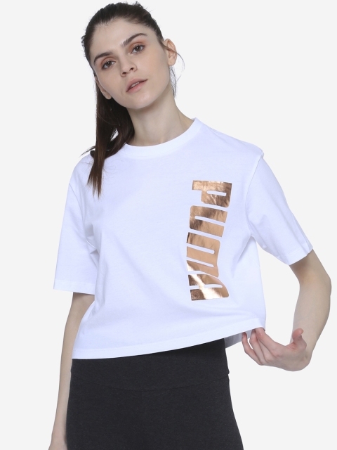 

Puma Women White Round Neck Holiday Pack Graphic Short Sleeve T-shirt