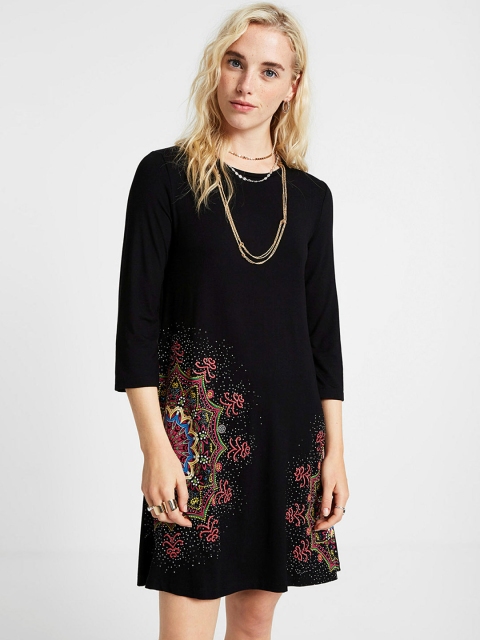 

Desigual Women Black Printed A-Line Dress