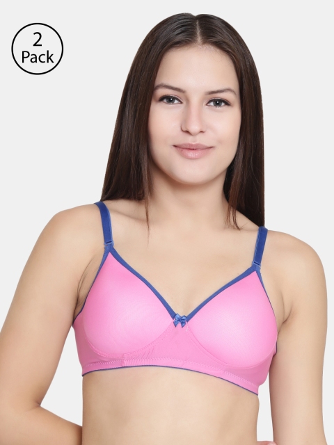 

Floret Women Pack of 2 Pink Solid Non-Wired Lightly Padded T-shirt Bras T3016