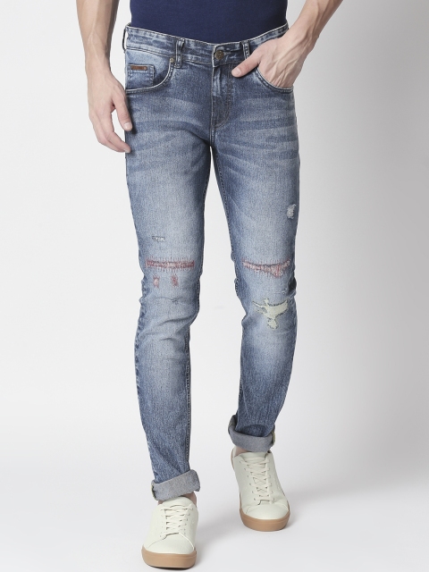 

BOLTS and BARRELS Men Blue Slim Fit Low-Rise Mildly Distressed Stretchable Jeans