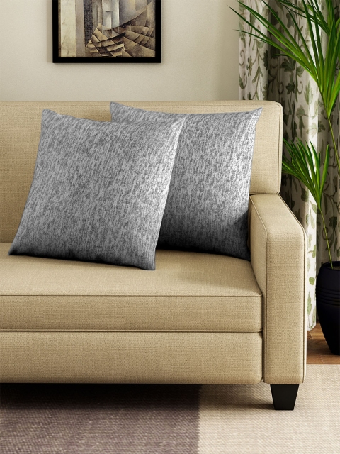 

NEUDIS Grey Set of 2 Solid Square Cushion Covers