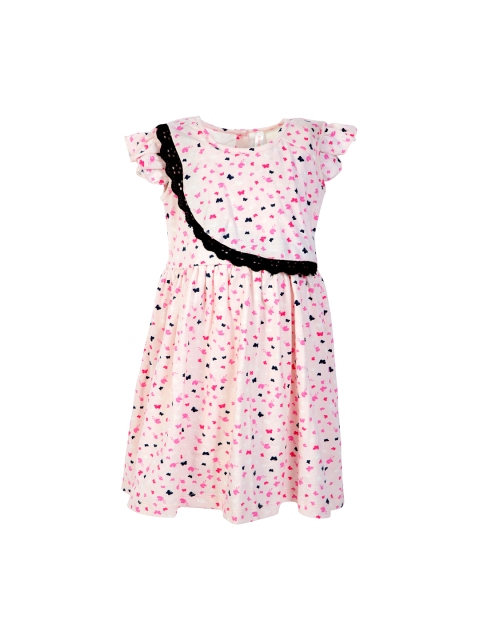 

Stylo Bug Girls Pink Printed Fit and Flare Dress