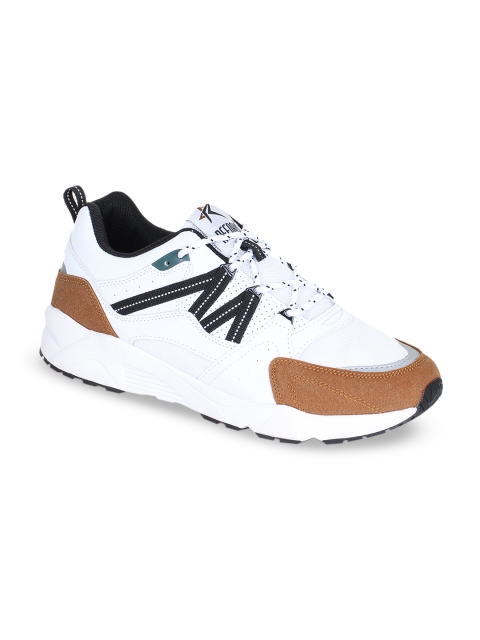 REFOAM Men White & Brown Colourblocked Flyknit Lightweight Sneakers