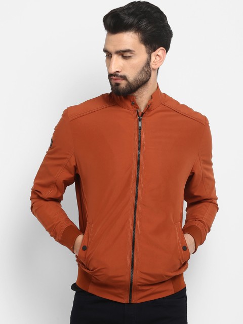 

Mufti Men Rust Brown Solid Bomber Jacket