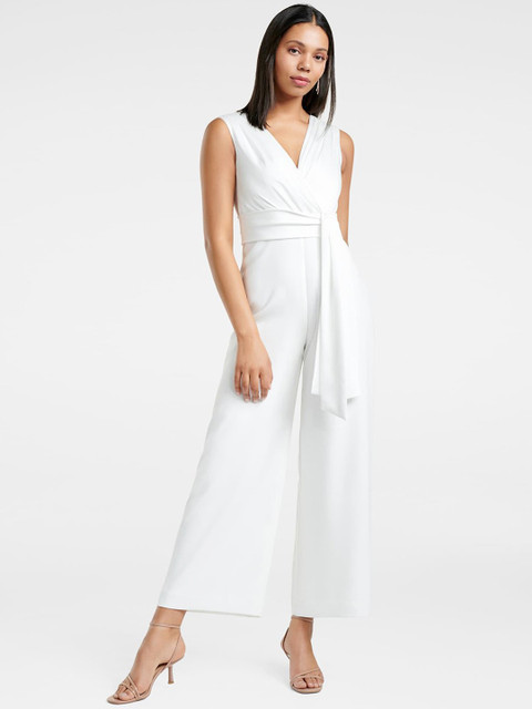 

Forever New Women White Solid Basic Jumpsuit