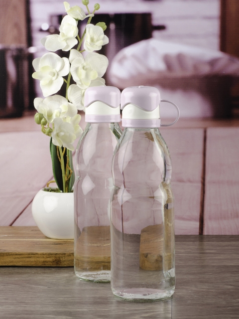

GOODHOMES Set of 2 Transparent & Purple Glass Water Bottles 500ml