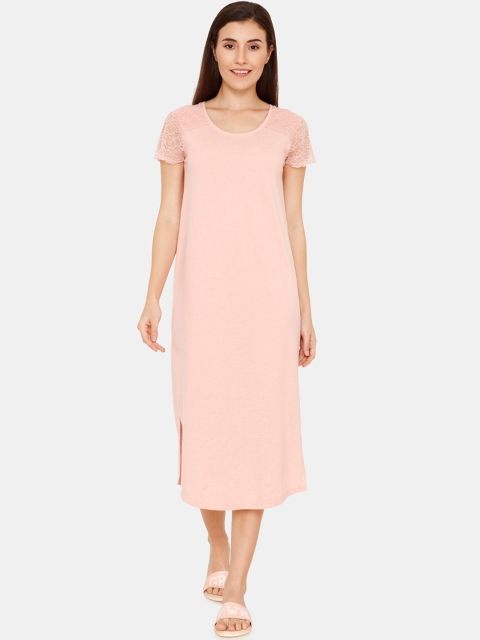 

Zivame Peach-Coloured Solid Nightdress ZI601R