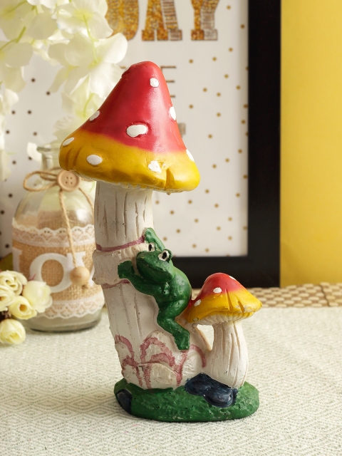 

TIED RIBBONS Cream-Coloured & Green Decoration Items Mushroom Statue Showpiece