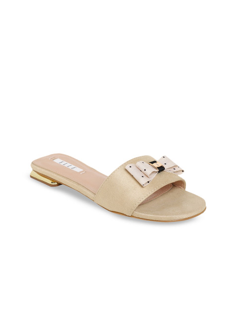 

ELLE Women Beige Solid Open Toe Flats