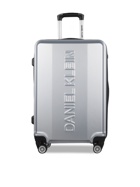 

Daniel Klein Unisex Silver-Toned Textured Hard-Sided Medium Trolley Suitcase