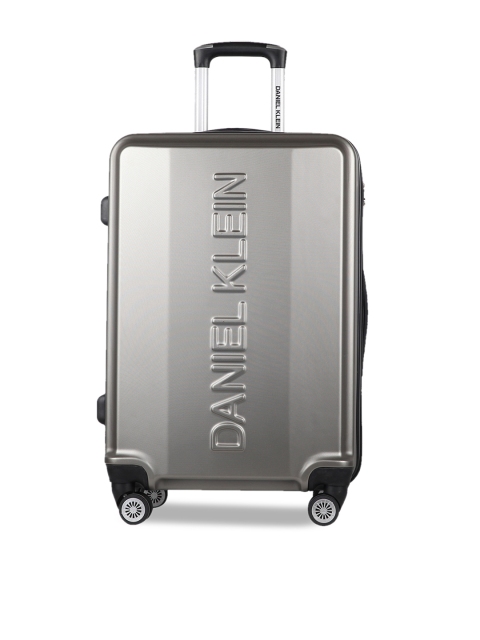 

Daniel Klein Unisex Silver-Toned Textured Hard-Sided Cabin Trolley Suitcase