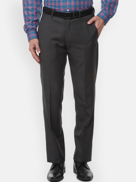 

Louis Philippe Men Charcoal Grey Regular Fit Solid Formal Trousers