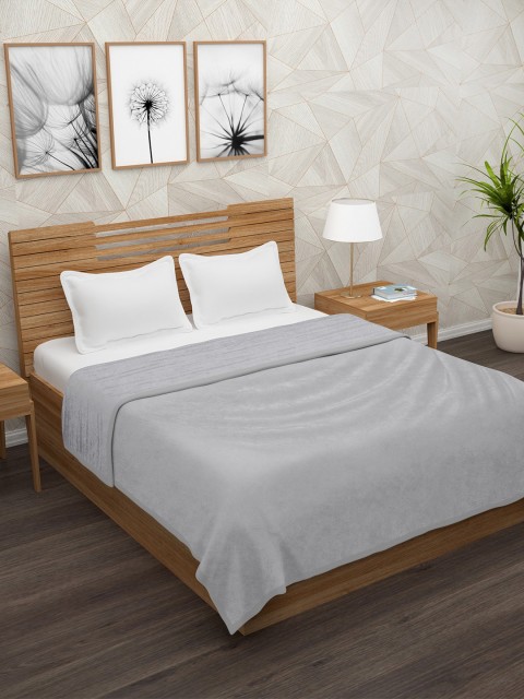 

Story@home Grey Solid AC Room 400 GSM Double Bed Blanket