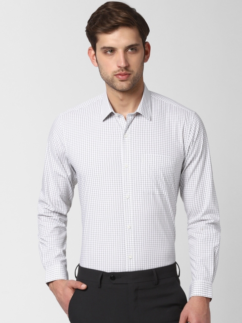 

Peter England Men White & Grey Regular Fit Checked Formal Shirt
