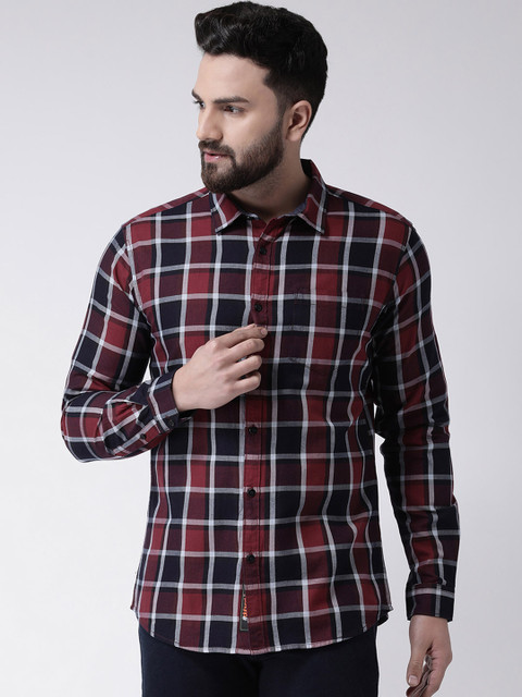 

Club York Men Red & White Slim Fit Checked Casual Shirt