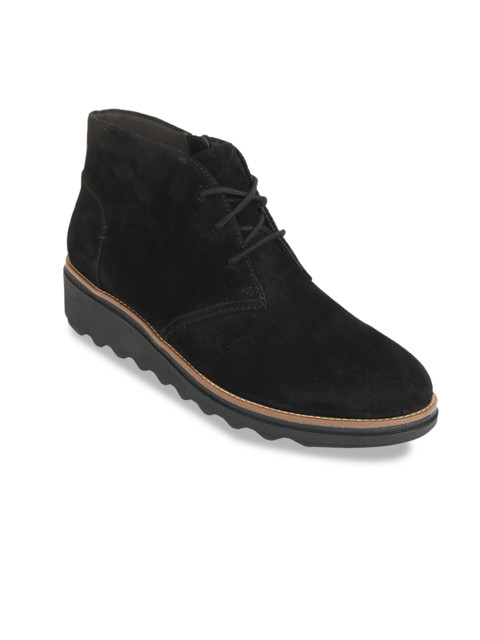 

Clarks Women Black Suede Flat Boots