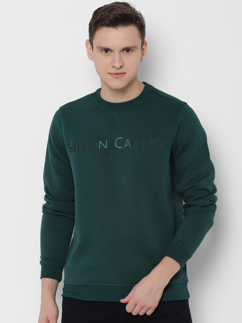 

SIMON CARTER LONDON Men Green Solid Sweatshirt