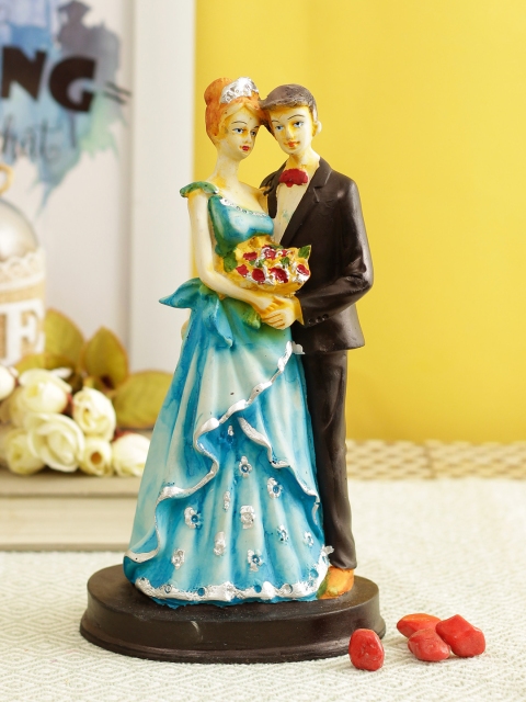 

TIED RIBBONS Black & Blue Loving Couple Statue Figurine Showpiece