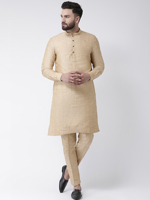 

I Know Men Beige Solid Linen Straight Kurta