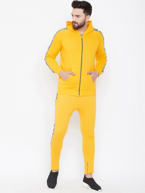

FUGAZEE Men Yellow Solid Slim-Fit Tracksuit