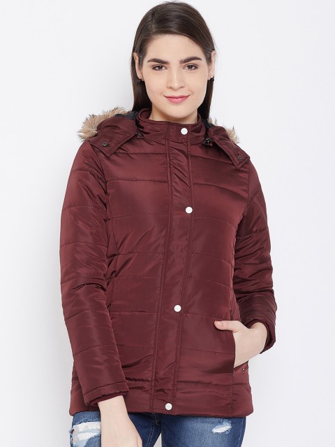 

Okane Women Maroon Solid Parka Jacket