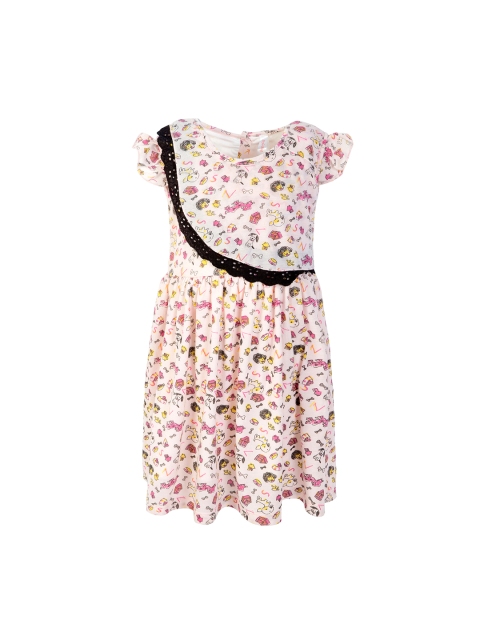 

Stylo Bug Girls Pink Printed Fit and Flare Dress