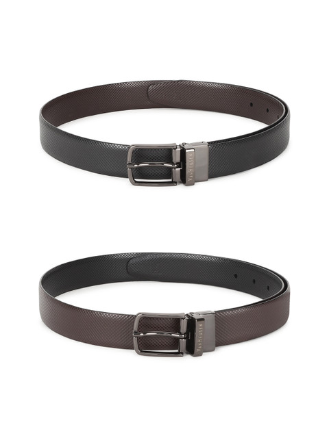 

Van Heusen Men Black & Brown Woven Design Leather Belt