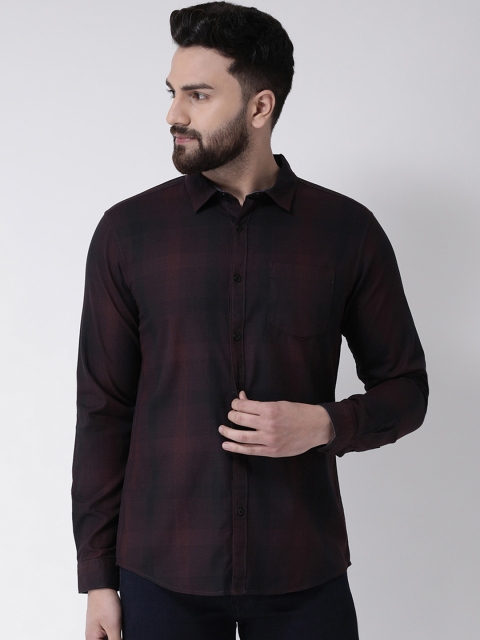 

Club York Men Maroon New Slim Fit Checked Casual Shirt