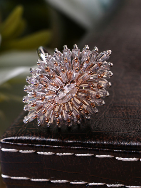 

Bhana Fashion Gold-Plated & White AD-Studded Handcrafted Finger Ring