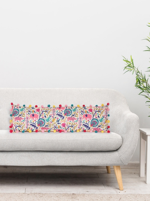 

Chumbak Yellow & White Printed Jungle Jumble Pillow Cover