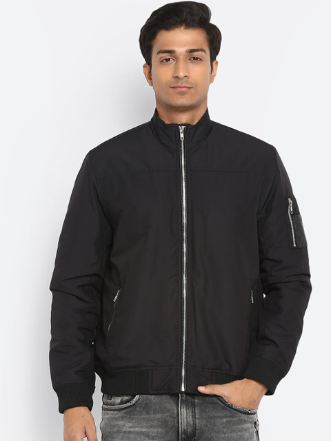 

Mufti Men Black Solid Bomber Jacket