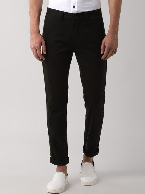 

Peter England Casuals Men Black Slim Fit Solid Regular Trousers