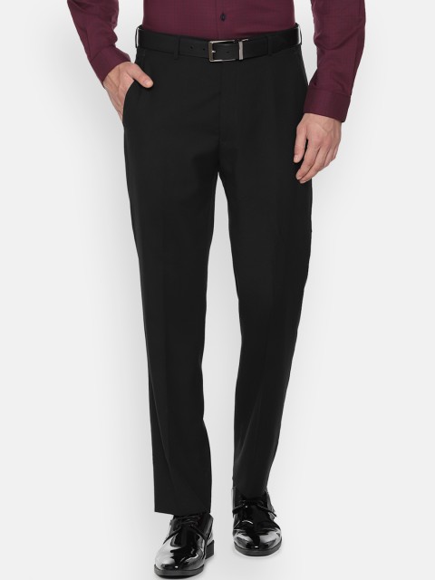

Louis Philippe Men Black Regular Fit Solid Formal Trousers
