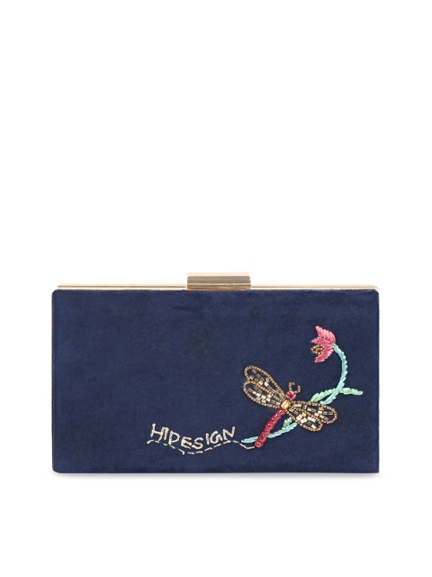 

Hidesign Blue Solid Embroidered Clutch