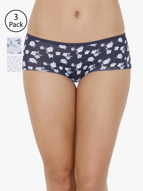 

every de by amante Women Pack of 3 Blue Printed Boyshorts EK331